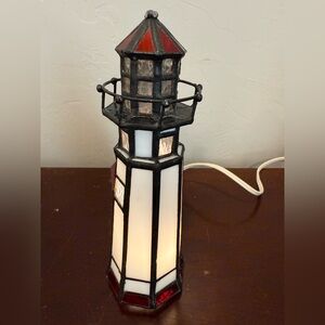 Accents | Vintage Tiffany Style Stained Glass Lighthouse Lamp 8 | Poshmark